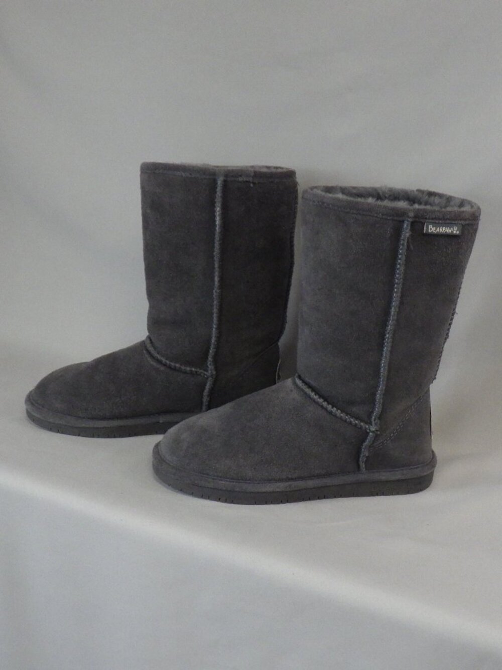 BearPaw Emma Gray Suede Mid Calf Cold Weather Boots   S29